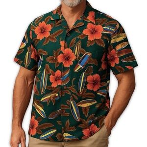 Tamare Hawaiian Shirt Mens M Vintage Surfboards Hibiscus Floral Aloha Classic